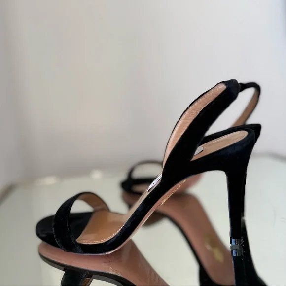 Like new Aquazzura 85mm So Nude Sandals Black Velvet 36 $695